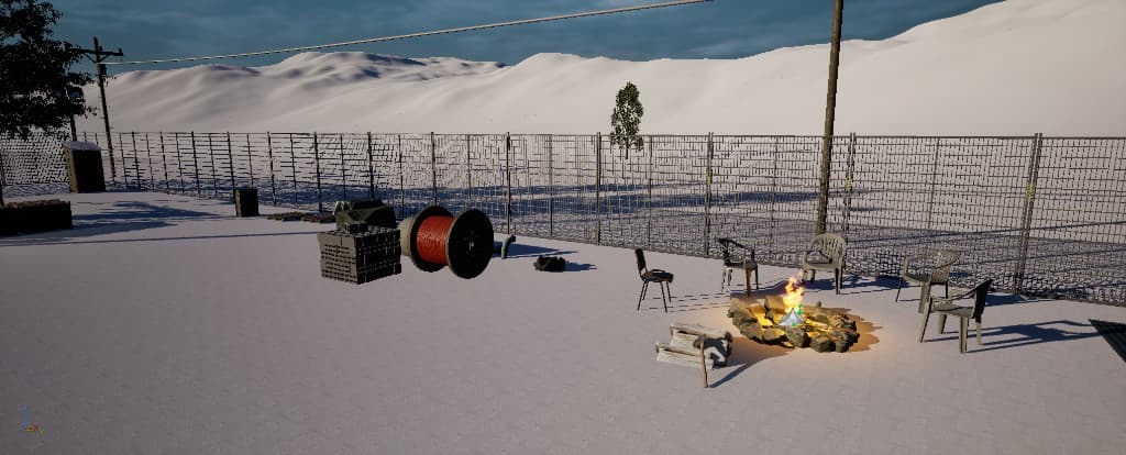 Snow camp — campfire blockout