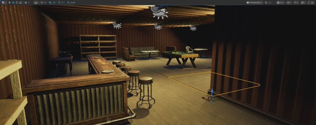Underground bar — pool table layout